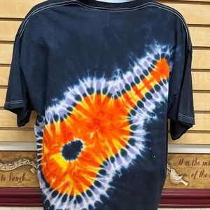Tie Dye Guitar T-shirt: XXL (Navy Blue and Orange)